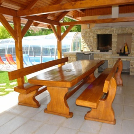 Bedeckte, gemeinsame Essbereich